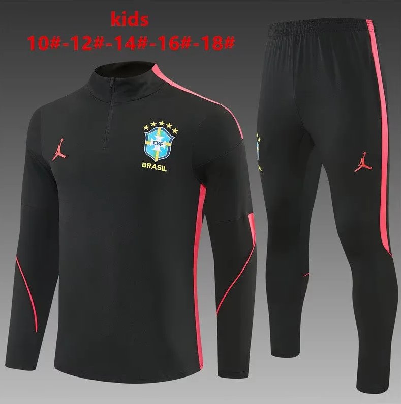 Kids Brazil 26/27 Tracksuit - Black/Red